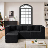 BEHOST 102.5" L Shaped Modular Sectional Sofa with Extra Deep Seats, Cloud Couch for Small Living Room,Teddy Black