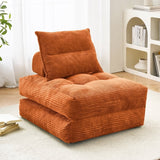 BEHOST 70" Compact Corduroy Sofa Bed Couch, Folding Futon Sleeper for Living Room or Office, Orange Red