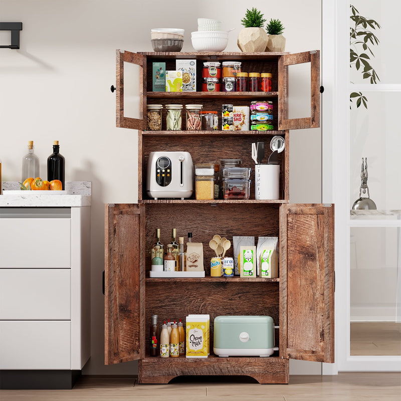 Behost Kitchen Pantry Cabinet with Doors, Storage Shelf for Home, Brown