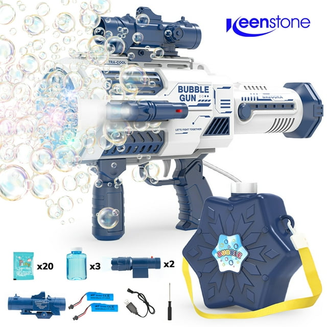 Bubble Machine for Kids, Bubble Maker with 3 Bottles of Bubble Solutions, Kids Toys for Toddlers Boys Girls Age 3 4 5 6 7 8 9 Year Old, Fun Gifts for Birthday Wedding Party Favors Outdoor Toy-Blue