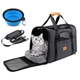 Cat Carrier MORPILOT® Extra Large Cat Bag with Water Bowl, Soft Sided Tsa Airline Approved Cat Dog Carrier up to 20LB, Travel Puppy Carrier Cat Carrier for Small Medium Large Dogs Cats Rabbits - Gray