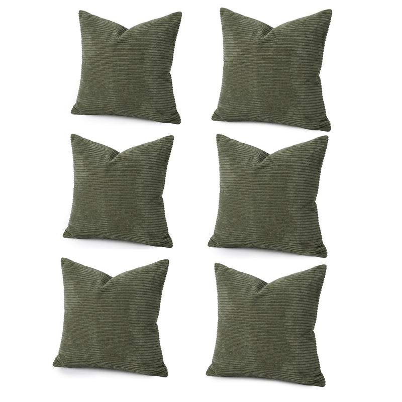 Green Stripe Pattern Throw Pillow Set of 6, Soft Foam-Filled Design for Couch and Bedroom