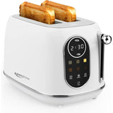 Keenstone 2 Slice Touchscreen Toaster - Stainless Steel Toaster with Wide Slot, 6 Shade Settings, Bagel Function, Removable Crumb Tray - White