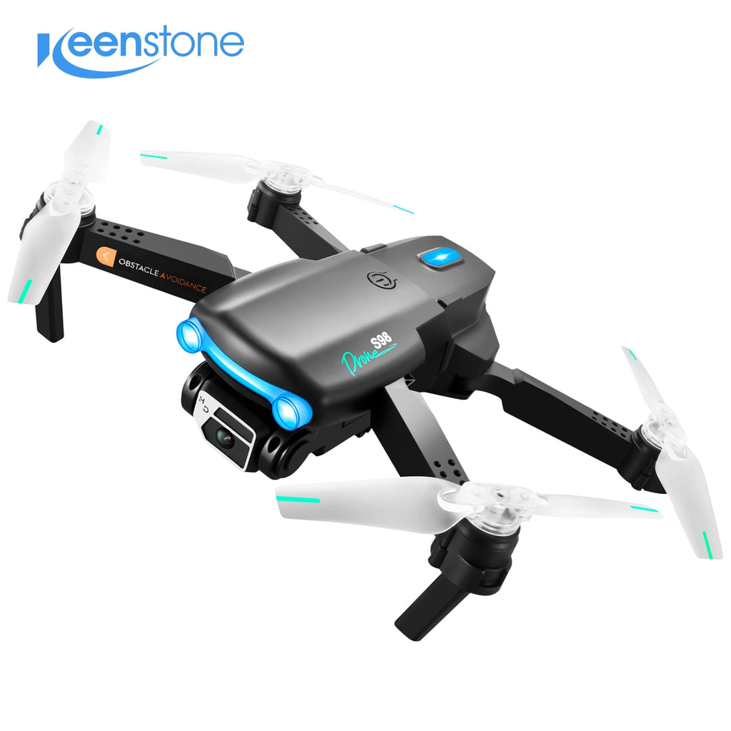 Keenstone Drone with 4K HD Dual Camera for Adults Kids Beginners, FPV RC Quadcopter with LED Lights and Optical flow Sensor, Christmas Birthday Gift for Kids, 3 Batteries, Black