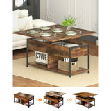 MONVANE 40" Lift Top Coffee Table with Storage for Living Room, Rustic Brown