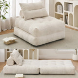 BEHOST 86" Folding Sofa Bed with Pillow and Back Support, Convertible Sleeper Chair for Living Room, Cream White