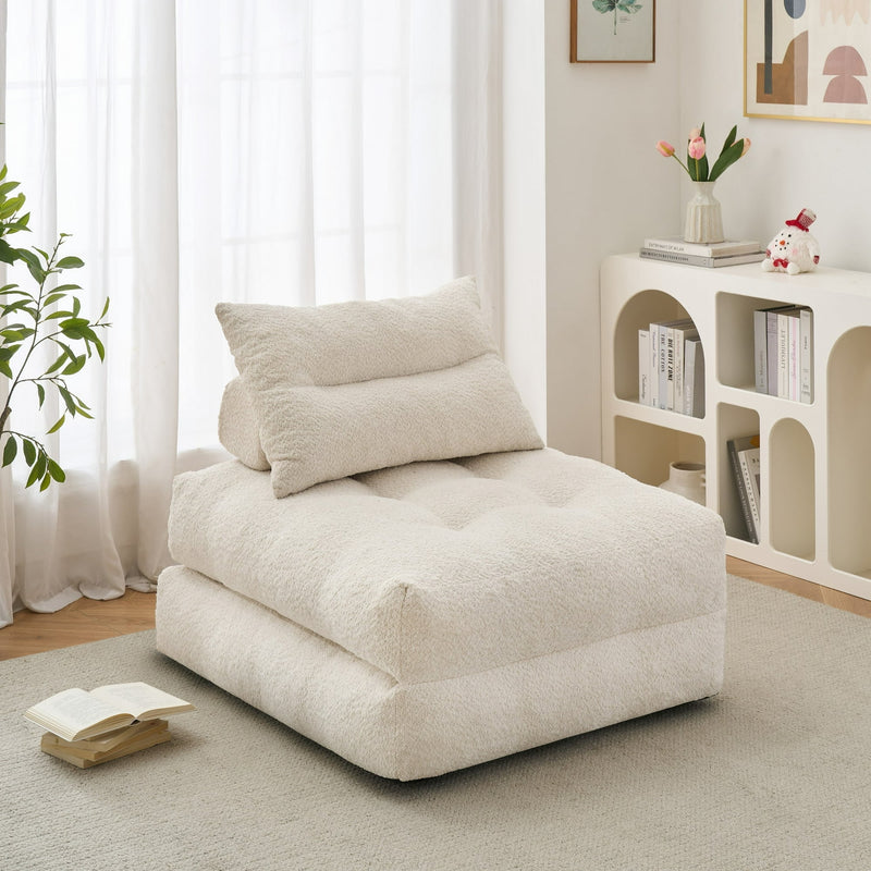 BEHOST 86" Oversized Convertible Sofa Bed Couch for Adults with Supportive Pillow, Cream Beige