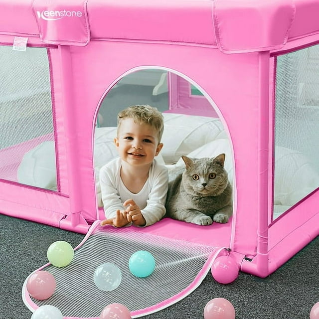 Play Pen Pink Baby Playpen Safety Baby Playpen For Toddler, 61 X