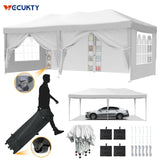 Vecukty 10' x 20' Giant Canopy Tent EZ Pop Up Party Tent Portable Instant Commercial Heavy Duty Outdoor Market Shelter Gazebo with 6 Removable Sidewalls and Carry Bag, White