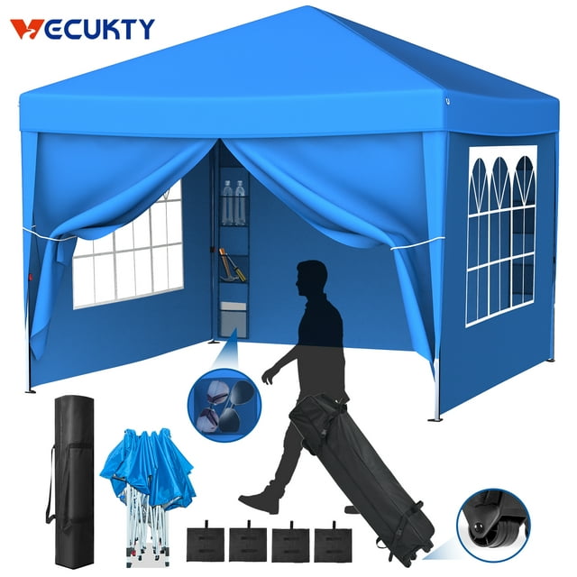 Vecukty 10' x 10' Sturdy Pop Up Canopy Tent with Removable