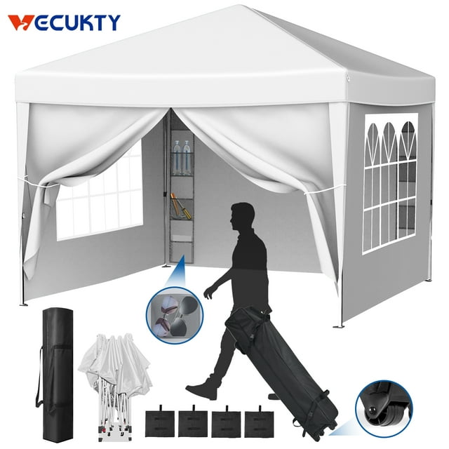 outdoor tent shop VECUKTY 10 x 10ft Pop up Canopy Tent with Sidewalls, Wheeled Bag, Shel – Keenstone.com
