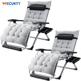 Oversized Zero Gravity Chair (2 Pack) ,VECUKTY Oversized XL 29IN Ergonomic Patio Recliner Folding Reclining Chair for Indoor and Outdoor,Gray
