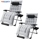 Oversized Zero Gravity Chair (2 Pack), VECUKTY Oversized XXL 33IN Ergonomic Patio Recliner Folding Reclining Chair for Indoor and Outdoor,Gray