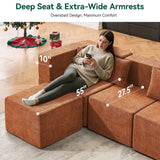 BEHOST 202.5" Modular Sectional Sofa for Apartment Living Room, Boneless Design, No Assembly Required, Rust Red