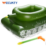 Giant Inflatable Tank Ride On Pool Float(2 Pack), Blow Up Tank Pool Floatie with Functional Pump-Action Water Cannon for Adults & Kids Ages 5+
