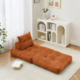 BEHOST 70" Compact Corduroy Sofa Bed Couch, Folding Futon Sleeper for Living Room or Office, Orange Red