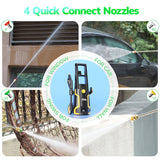 TCISA 3500 PSI Electric Pressure Washer,Max 2 GPM Power Washer with 35FT Power Cord 20FT Hose 4 Nozzles Soap Cannon for Car Garden Yard Hom