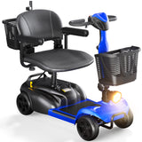 SACVON 4 Wheels Mobility Scooter with Cane Holder for Seniors, Electric Folding Wheelchair Device for Travel
