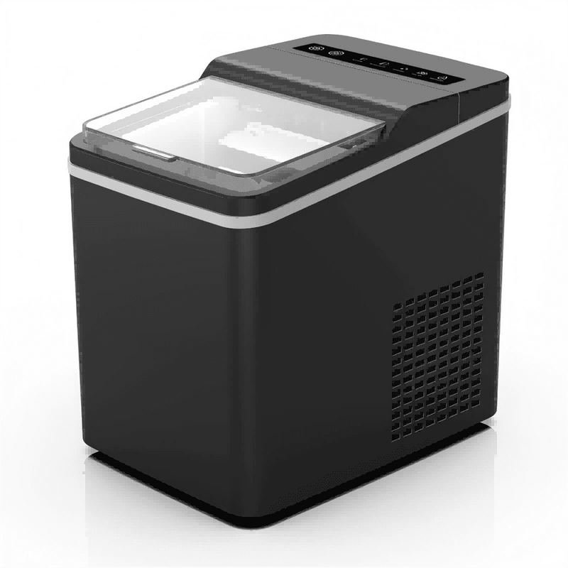 Countertop Ice Maker with Bullet Ice, Small Portable Ice Machine for Home Kitchen Office, 2 Size Options & Clear Lid & 5 LED Indicators, Quiet and Fast Bullet Ice Cube Maker