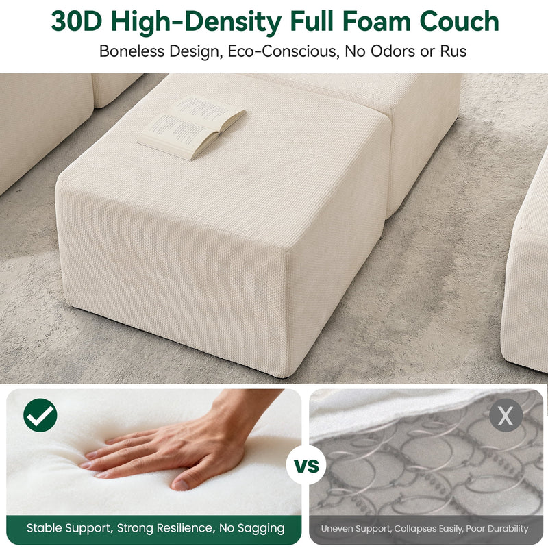 BEHOST Loveseat Cloud Couch Sectional Sofa wiht 4 Pillows, Includes Left Arm + Right Arm Two Seats, Chenille Beige