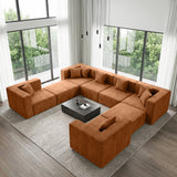 BEHOST 202.5" Modular Sectional Sofa for Apartment Living Room, Boneless Design, No Assembly Required, Rust Red
