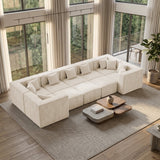 BEHOST 10-Piece Modular Sectional Sofa for Living Room, Chenille Cloud Couch with 10 Pillows, Beige