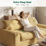 BEHOST 55" Loveseat Couch with Extra Deep Seats，Chenille 2-Seater Sofa with Side Storage & 2 Pillows，Cloud Sofa for Living Room & Small Spaces，Ginger