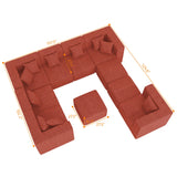 BEHOST 10 Modules Oversized Sectional Sofa for Living Room, Boneless Chenille Cloud Modular Couch, Rust Red
