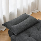 Behost 86" Large Convertible Sofa Chair Bed for Living Room, Teddy Plush Fabric, Dark Gray