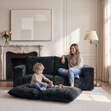 BEHOST 75" Modular Loveseat Sectional Sofa，Velvet Cloud Sleeper Couch for Living Room & Small Spaces，Dark Gray