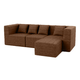 102.5" L-Shaped Cloud Couch Modular Sectional Sofa for Living Room, Brown Boucle Fabric Sofa Couch with Ottoman and 4 Pillows, No Assembly