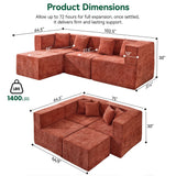 BEHOST 102.5" L-Shaped Modular Sectional Sofa, 4-Piece Chenille Cloud Couch with Extra Deep Seatst, Pet-Friendly Boneless Sofa for Living Room & Apartment, Chenille Rust