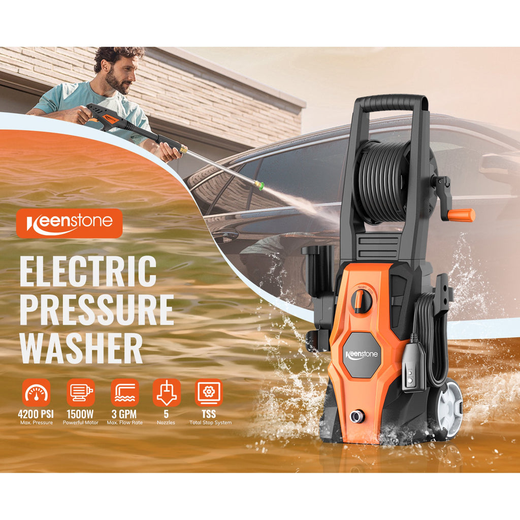 4200 PSI Electric Pressure Washer - 2.8 GPM Power Washer With 20ft Hose & 35ft Cord 4200 PSI Electric Pressure Washer - 2.8 GPM Power Washer With 20ft Hose & 35ft Cord