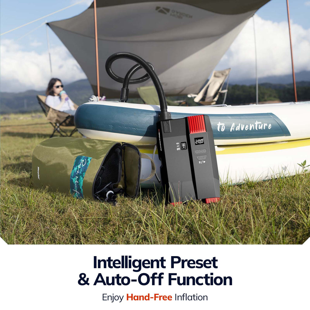 Morpilot 20PSI SUP Pump Rechargeable - Cordless Inflator & Deflator with Detachable Battery, Dual Stage Inflation, Auto-Off, Intelligent Preset - Perfect for Inflatable Stand Up Paddle Boards