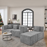 BEHOST 102.5" Gray Chenille Comfy Cloud Couch, Modular Sectional Sofa for Living Room with 4 Pillows