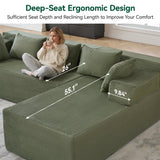 Behost 105" Modular Sectional Sofa for Living Room, L Shaped Cloud Couch, No Assembly Required, Green
