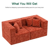 BEHOST Loveseat Cloud Couch Sectional Sofa wiht 4 Pillows, Includes Left Arm + Right Arm Two Seats, Chenille Rust