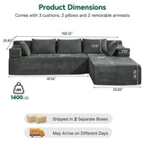 Behost 105" Modular Sectional Sofa for Living Room, L Shaped Cloud Couch Chenille, Dark Gray
