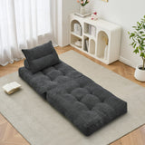 Behost 86" Large Convertible Sofa Chair Bed for Living Room, Teddy Plush Fabric, Dark Gray