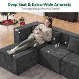 BEHOST 102.5" L-Shaped Modular Sectional Sofa, 4-Piece Chenille Cloud Couch with Extra Deep Seatst, Pet-Friendly Boneless Sofa for Living Room & Apartment, Chenille Dark Gray
