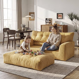 BEHOST 55" Loveseat Couch with Extra Deep Seats，Chenille 2-Seater Sofa with Side Storage & 2 Pillows，Cloud Sofa for Living Room & Small Spaces，Ginger