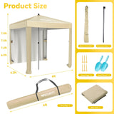 VECUKTY Beach Cabana, 6.2 x 6ft Portable Beach Canopy with Side Wall, UPF 50+ UV Protection, Easy to Set up Cool Beach Cabana Tent, Waterproof Sun Shelter with Privacy Sunwall for Sand-Beige