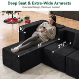 BEHOST 8-Piece Modular Sectional Sofa, 202.5" Oversized Cloud Couch with Teddy Velvet, Classic Black