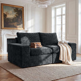 BEHOST 75" Modular Loveseat Sectional Sofa，Velvet Cloud Sleeper Couch for Living Room & Small Spaces，Dark Gray