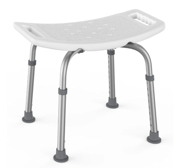 Shower Chair for Inside Shower, Adjustable Lightweight Alloy Aluminum Shower Bench, Tool-Free Assembly Shower Stool, Shower Seat for Elderly and Disabled, 300 lbs Load, White