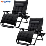 Oversized Zero Gravity Chair (2 Pack) ,VECUKTY Oversized XL 29IN Ergonomic Patio Recliner Folding Reclining Chair for Indoor and Outdoor,Black