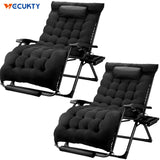 Oversized Zero Gravity Chair (2 Pack), VECUKTY XXL 33IN Ergonomic Patio Recliner Folding Reclining Chair for Indoor and Outdoor,Black