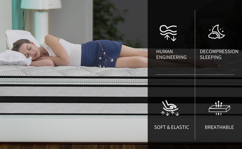 10 Inch Full Size Mattress,Behost Luxury Hybrid Mattress in a Box,Memory Foam with Pocket Springs for Motion Isolation and Pressure Relieving,Medium Firm Feel,100-Night Trial