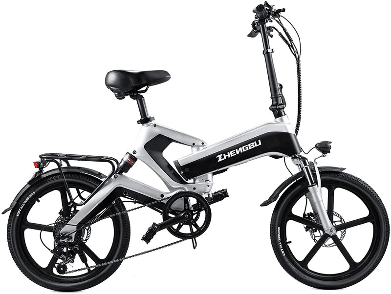 zhengbu Folding Electric Bikes for Adults 20 Inch Electric Commuter Bike Lightweight City Electric Bicycle Foldable E-Bikes for Womens/Mens 400W Motor Shimano 7 Speed 48V 10Ah Removable Battery