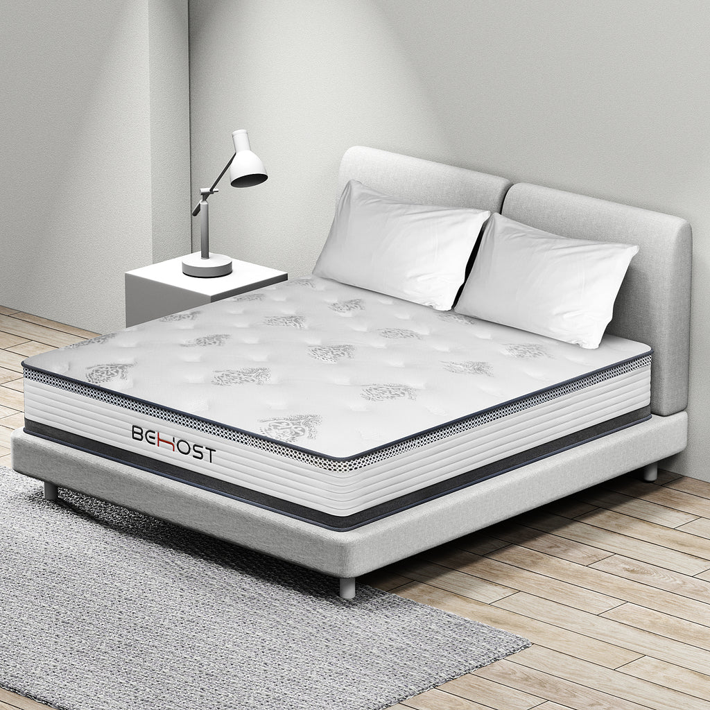 Behost 10"  King Innerspring Mattress in a Box, Memory Foam and Individual Pocket Spring Medium Firm Mattress,Pressure Relief and Supportive